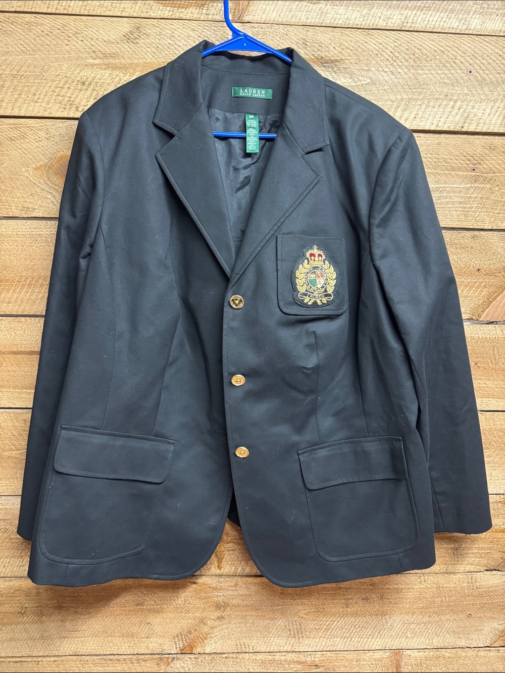 Lauren Ralph Lauren Black Blazer with Embroidered Crest